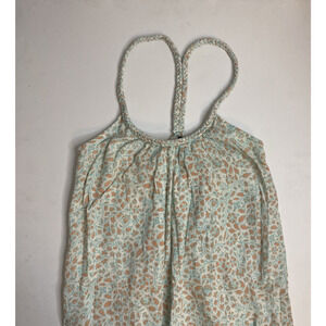 Oniell Womens Small Dress Floral Print Orange Blue White Rope Strap Flowy
